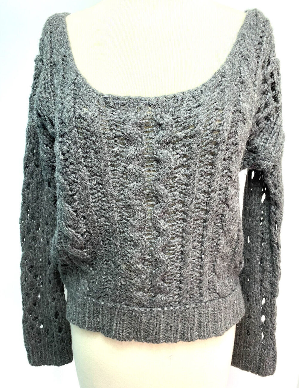 XS Free People Grey Crop Knit Sweater